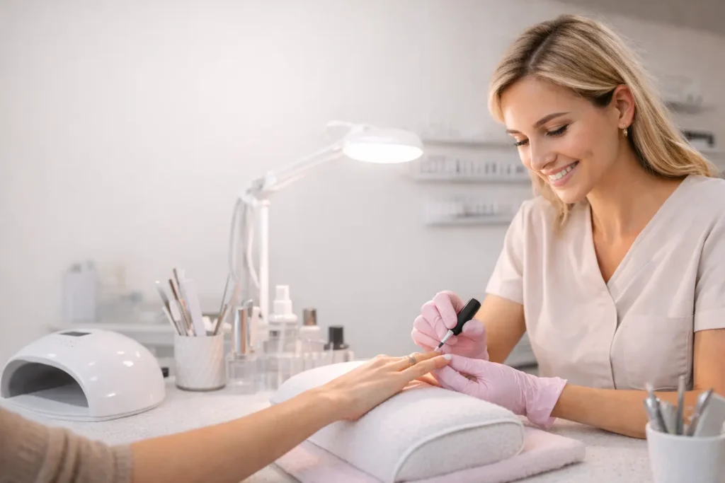 Nail-technician-at-work-in-salon