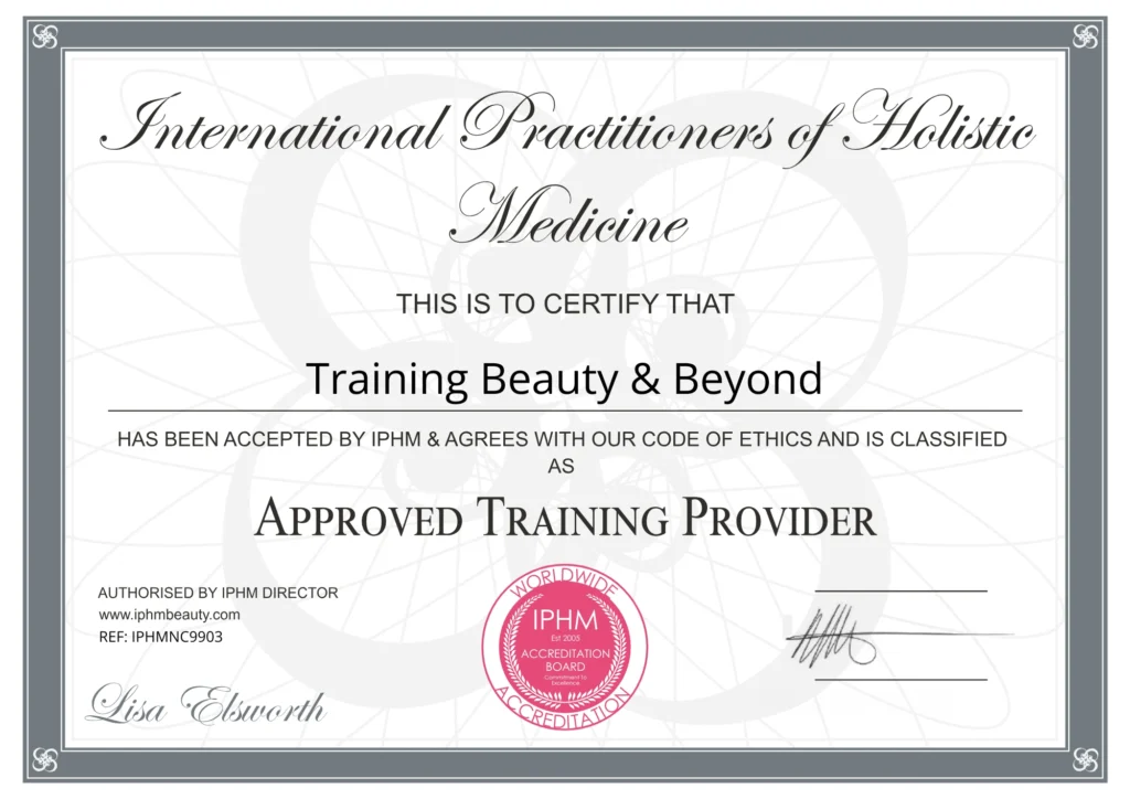 IPHM Beauty Accreditation Certificate